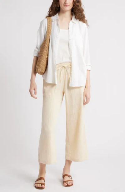 Caslon ® Drawstring Wide Leg Linen Blend Pants In Brown