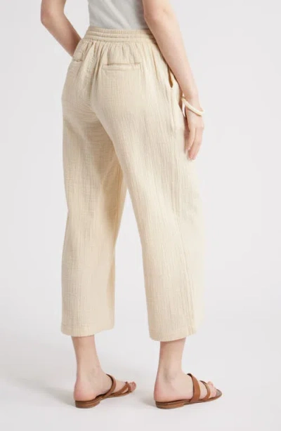 Caslon ® Drawstring Wide Leg Linen Blend Pants In Brown