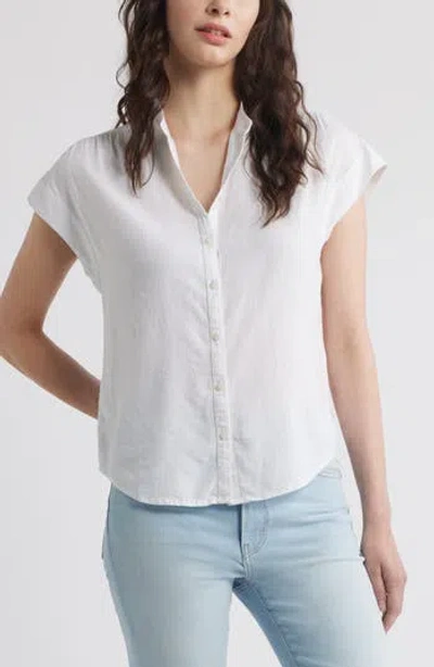 Caslon ® Easy Cap Sleeve Linen Blend Button-up Shirt In White