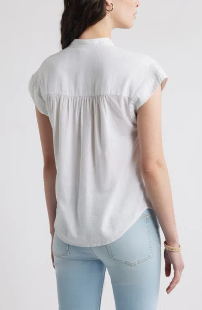 Caslon ® Easy Cap Sleeve Linen Blend Button-up Shirt In White