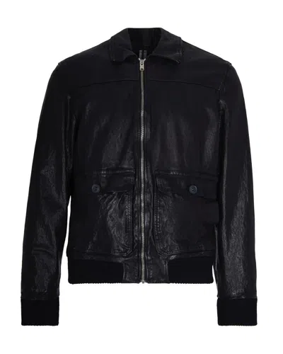 D Four Zip-up Leather Jacket In Black