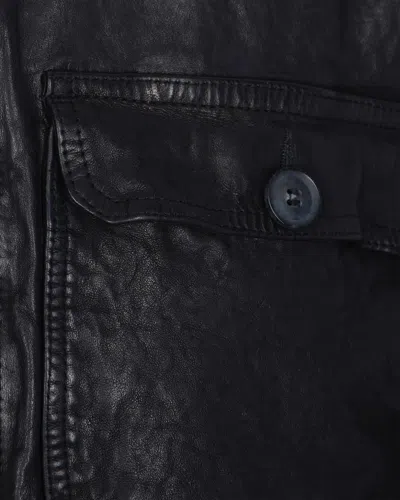 D Four Zip-up Leather Jacket In Black