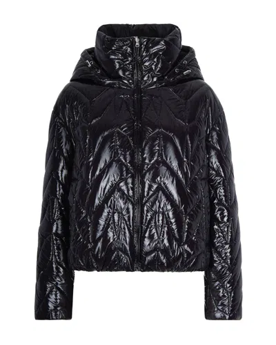 Patrizia Pepe Black Quilted Down Jacket With Hood In Black