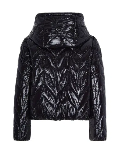 Patrizia Pepe Black Quilted Down Jacket With Hood In Black
