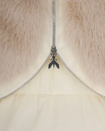 Patrizia Pepe Oversized Short Bomber Jacket With Fluffy Collar In Wooly White In Neutral