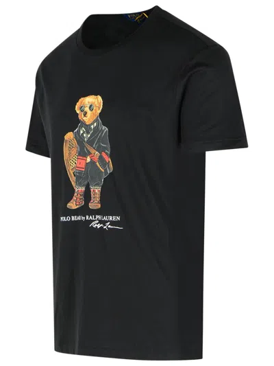 Polo Ralph Lauren Mens Fa25 Black Holiday Bear Bear-print Short-sleeve Cotton T-shirt In Black