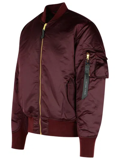 Alpha Industries Ma-1 Bomber Jacket In Bordeaux Nylon In Burgundy