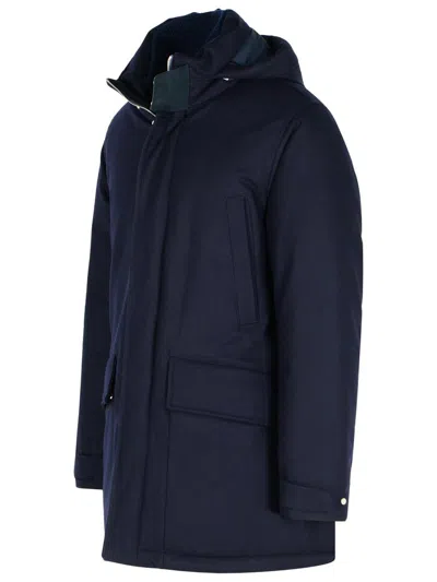 Zegna Long-sleeved Coat In Blue