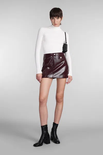 Courrèges Mockneck Rib Knit Sweater In White