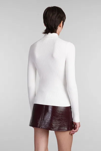 Courrèges Mockneck Rib Knit Sweater In White