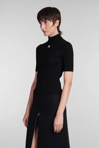 Courrèges Courreges Woman Turtleneck Black Size Xs Viscose, Polyester In Black