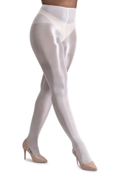 Lechery Women's Lustrous Silky Shiny 40 Denier Semi-opaque High-waist Pantyhose Tights Sku11003-bl In White