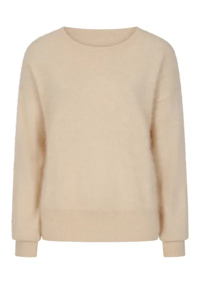 Loop Cashmere Women's Neutrals / White Brushed Cashmere Sweater In Porcelaine White
