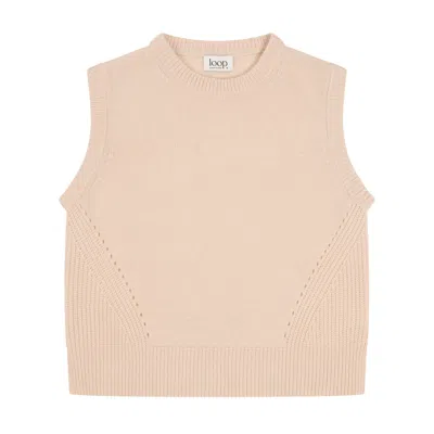 Loop Cashmere Women's Neutrals / White Ribbed Detail Lofty Cashmere Tank In Crème In Pink