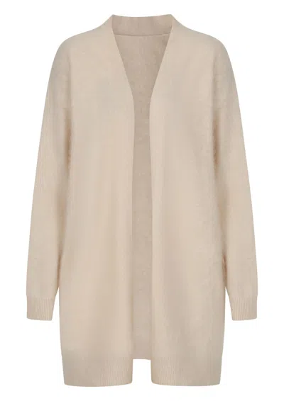 Loop Cashmere Women's Neutrals / White Brushed Cashmere Cardigan In Porcelaine White