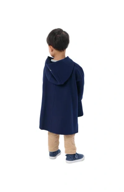 Gobi Mongolian Cashmere Kids Hooded Cashmere Poncho In Blue