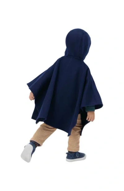 Gobi Mongolian Cashmere Kids Hooded Cashmere Poncho In Blue