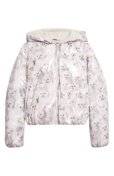 Diesel ® W-inner-r1 Kitten Print Coated Nylon Hooded Puffer Jacket In White