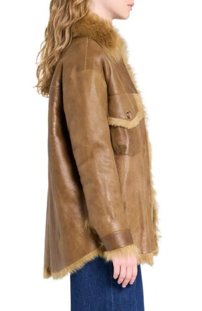 Twp Reversible Oversized Genuine Shearling Jacket In Brown