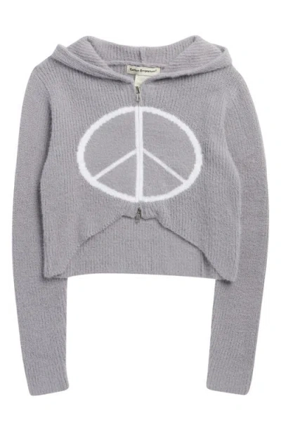 Cotton Emporium Kids' Zip-up Graphic Sweater Hoodie In Gray