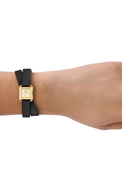 Tory Burch Small Kira Double Wrap Watch In Black