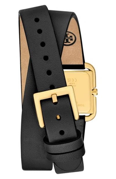 Tory Burch Small Kira Double Wrap Watch In Black