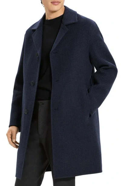 Theory Mod Wool Blend Overcoat In Blue
