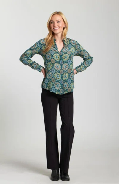 Apny Abstract Print Roll Tab Sleeve Chiffon Button-up Shirt In Multi