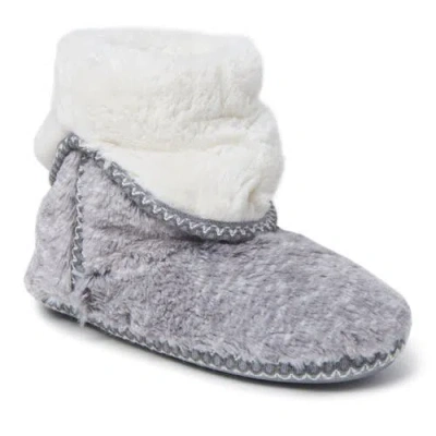 Dearfoams Beth Faux Fur Fold Down Fuzzy Bootie Slipper In Gray