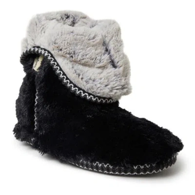 Dearfoams Beth Faux Fur Fold Down Fuzzy Bootie Slipper In Black