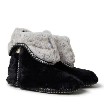Dearfoams Beth Faux Fur Fold Down Fuzzy Bootie Slipper In Black