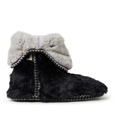 Dearfoams Beth Faux Fur Fold Down Fuzzy Bootie Slipper In Black