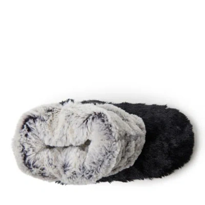 Dearfoams Beth Faux Fur Fold Down Fuzzy Bootie Slipper In Black