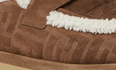 Fendi Women Beige Mules With Logo Lettering On The Rear And Ff Buckle In Suede Woman In Brown