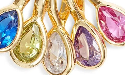 Set & Stones Multi Birthstone Teardrop Charm Necklace In Gold