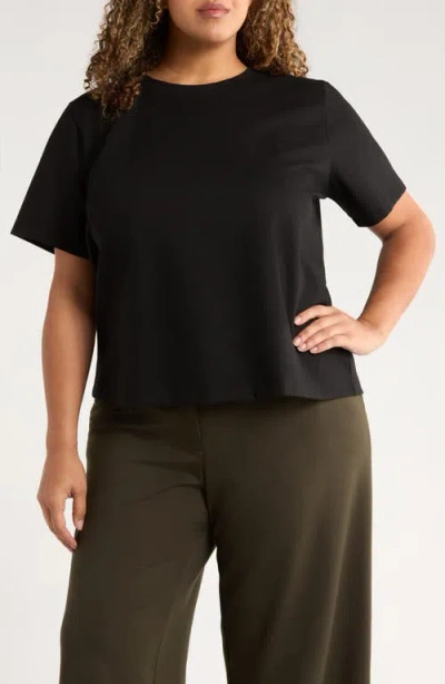 Eileen Fisher Crewneck Ponte T-shirt In Black