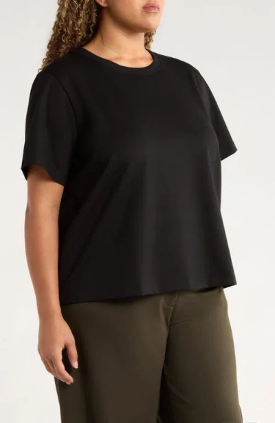 Eileen Fisher Crewneck Ponte T-shirt In Black