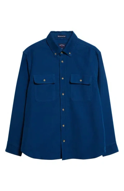 Noah Cotton Moleskin Button-down Shirt In Blue