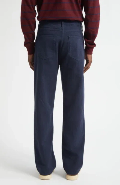 Noah Brushed Back Pleated Organic Cotton Jeans In Blue