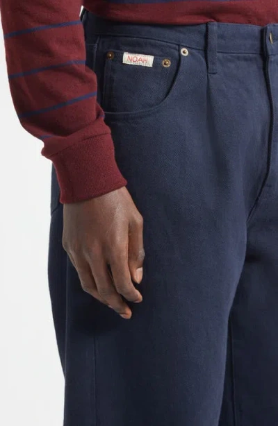 Noah Brushed Back Pleated Organic Cotton Jeans In Blue