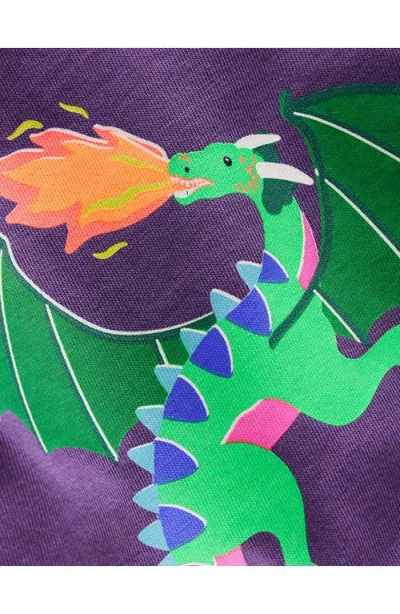 Mini Boden Kids' Dragon Long Sleeve Cotton Graphic T-shirt In Purple