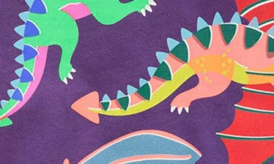 Mini Boden Kids' Dragon Long Sleeve Cotton Graphic T-shirt In Purple