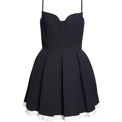Shushu-tong Black Pleated Sleeveless Dress With Sweetheart Neckline And Contrasting Hem In Wool Woman In Blue