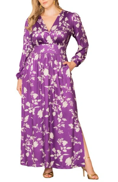 Kiyonna Kelsey Long Sleeve Maxi Dress In Purple