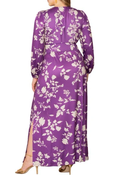 Kiyonna Kelsey Long Sleeve Maxi Dress In Purple