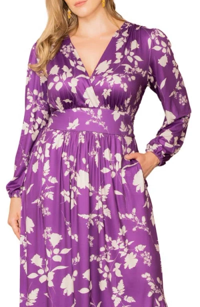 Kiyonna Kelsey Long Sleeve Maxi Dress In Purple