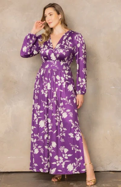Kiyonna Kelsey Long Sleeve Maxi Dress In Purple