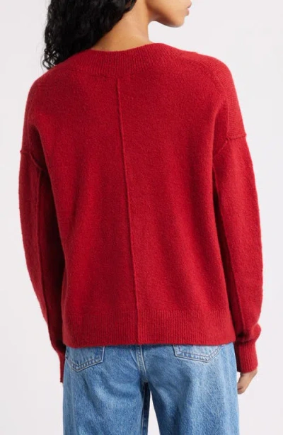 Madewell Calina Deep V-neck Sweater In Red