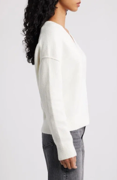 Madewell Calina Deep V-neck Sweater In White