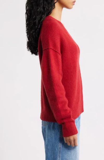 Madewell Calina Deep V-neck Sweater In Red